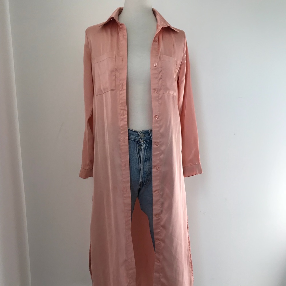 Satin maxi button up